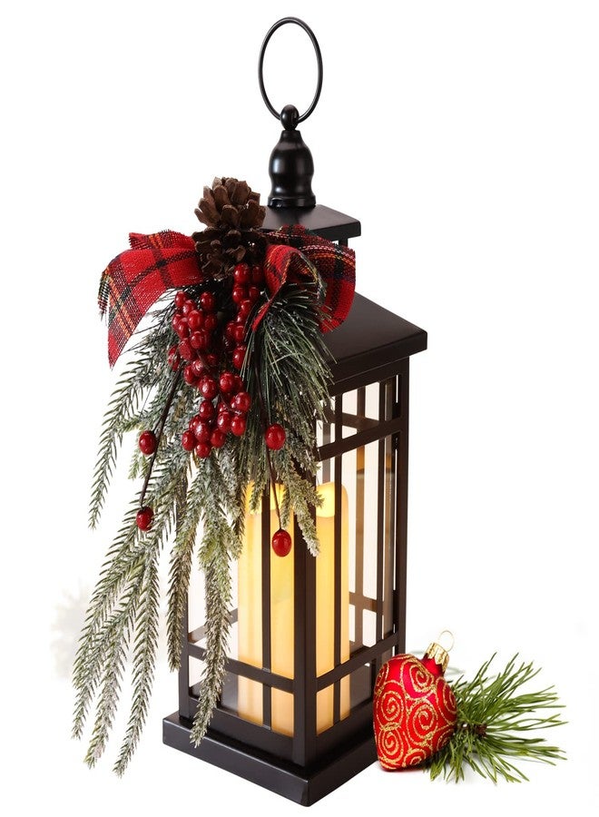 KAMPGO Christmas Lantern Christmas Decorative Lantern Snow Globe Christmas Decorations Indoor Outdoor Flashing Candle Lights, Dining Table Fireplace Decoration Hanging Candle Lanterns Holiday Decor - Image 1
